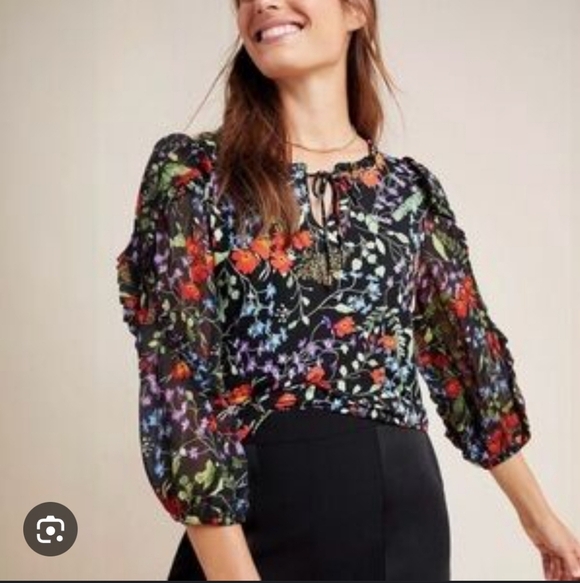 Maeve By Anthropologie Jacquin Peasent Floral Blouse - Picture 8 of 8